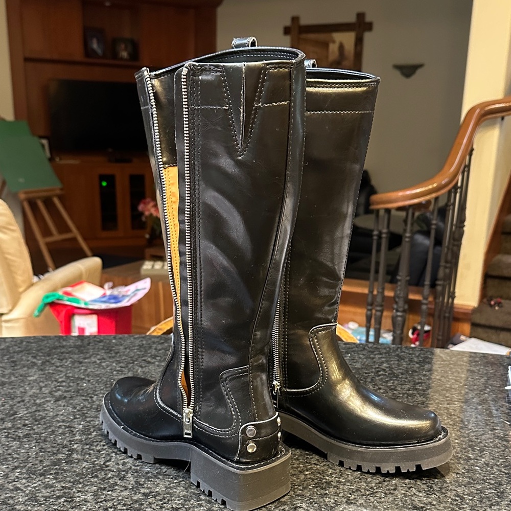 Ganni Black Leather Tall Boots
